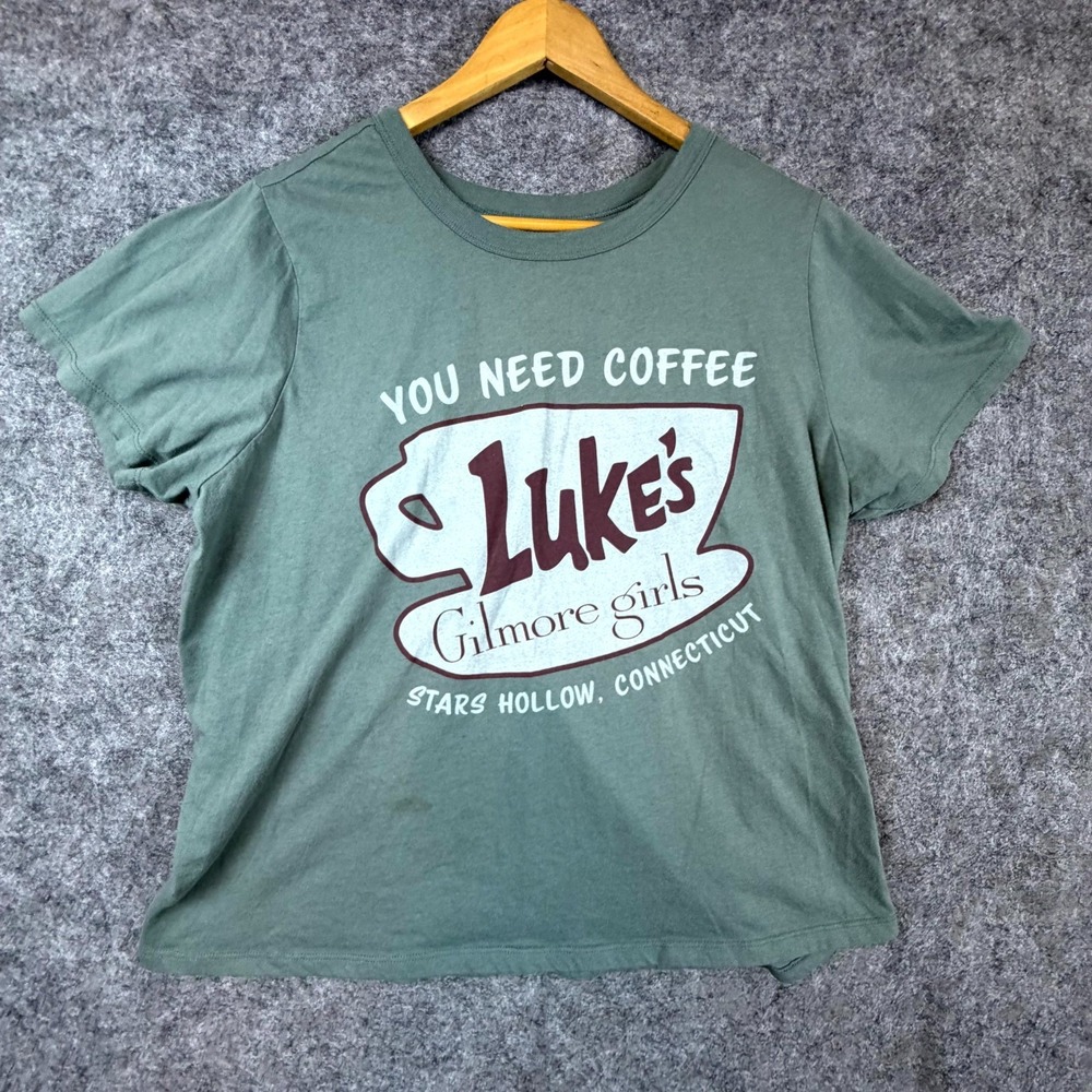 Gilmore Girls T Shirt Womens 2XL Green You Need Coffee Luke's Stars‎ Hollow
